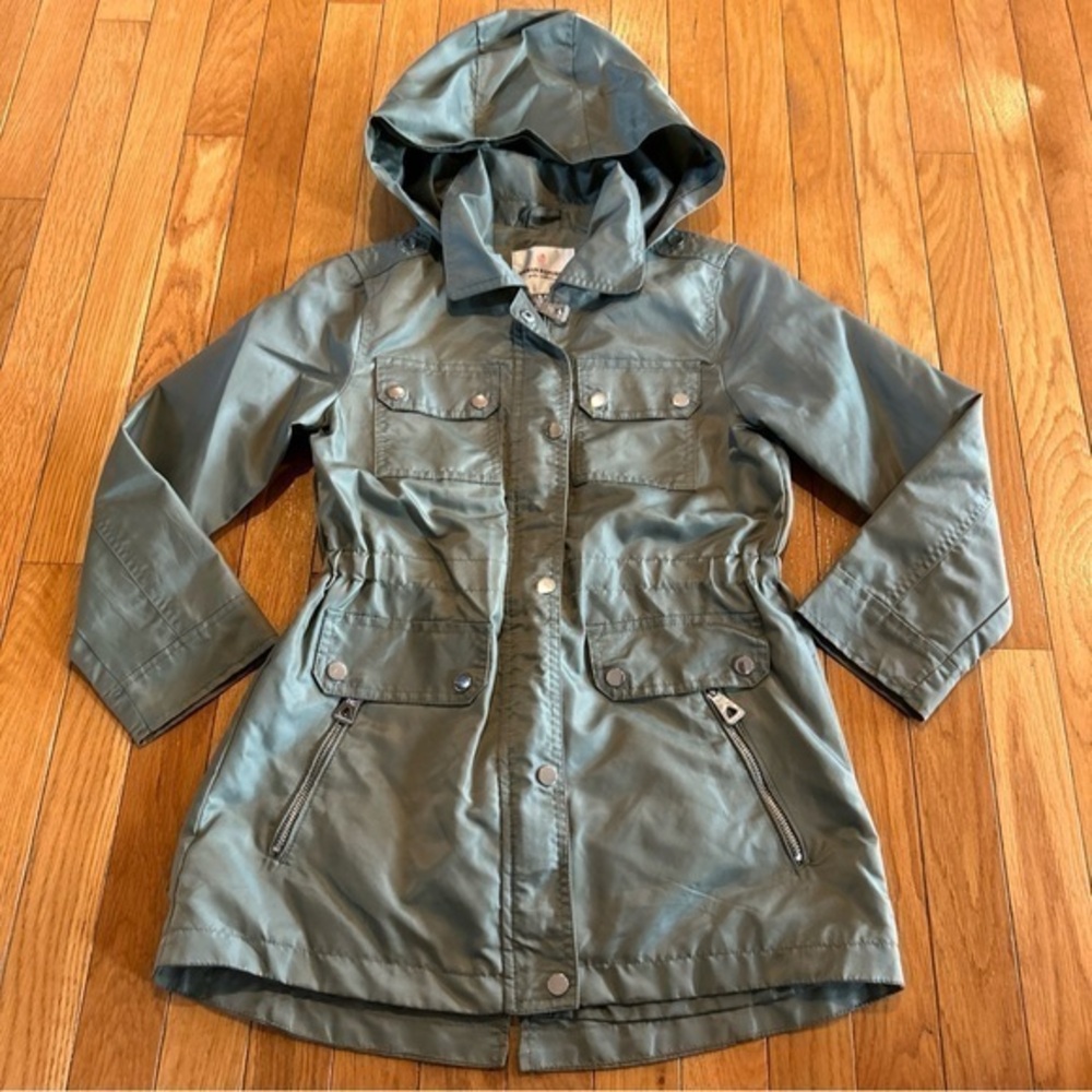 Urban Republic Hooded Light Spring Fall Zip Snap Jacket Size Medium 10/12 Green